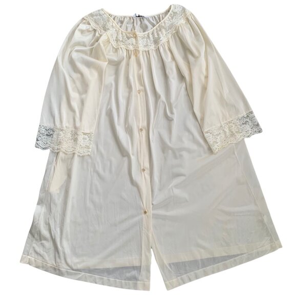 Vintage Gilead Cream Floral Lace Romantic Lingerie Nightie Pajama Nightgown L - Picture 1 of 6